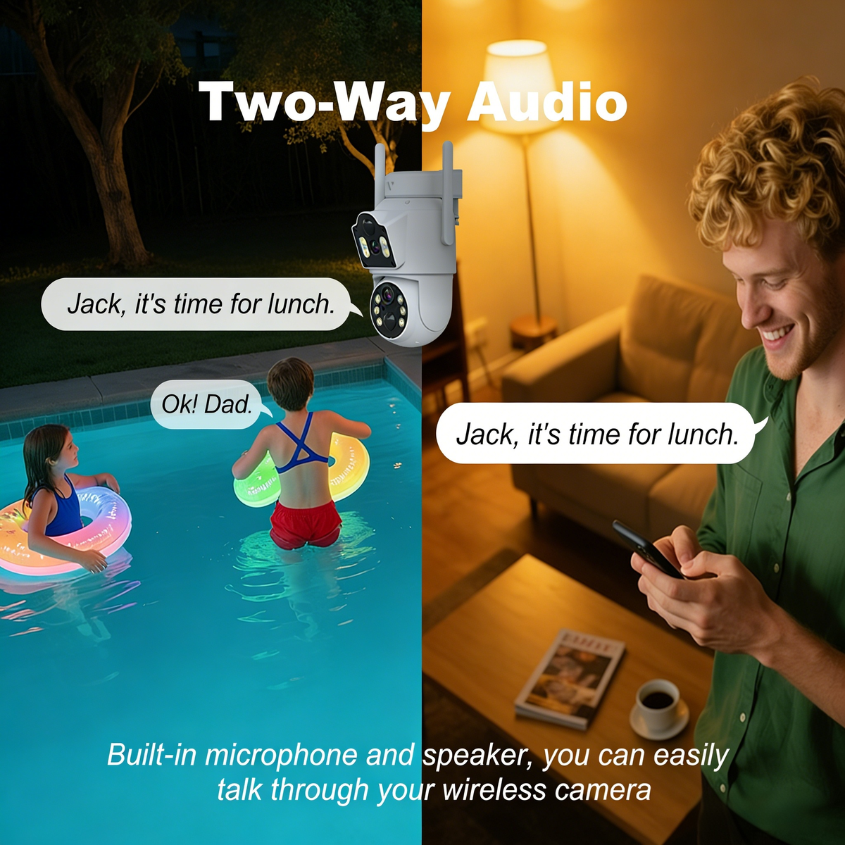 Dual Lens PTZ Security Camera | AI WiFi Outdoor Camera with Dual View & Color Night Vision