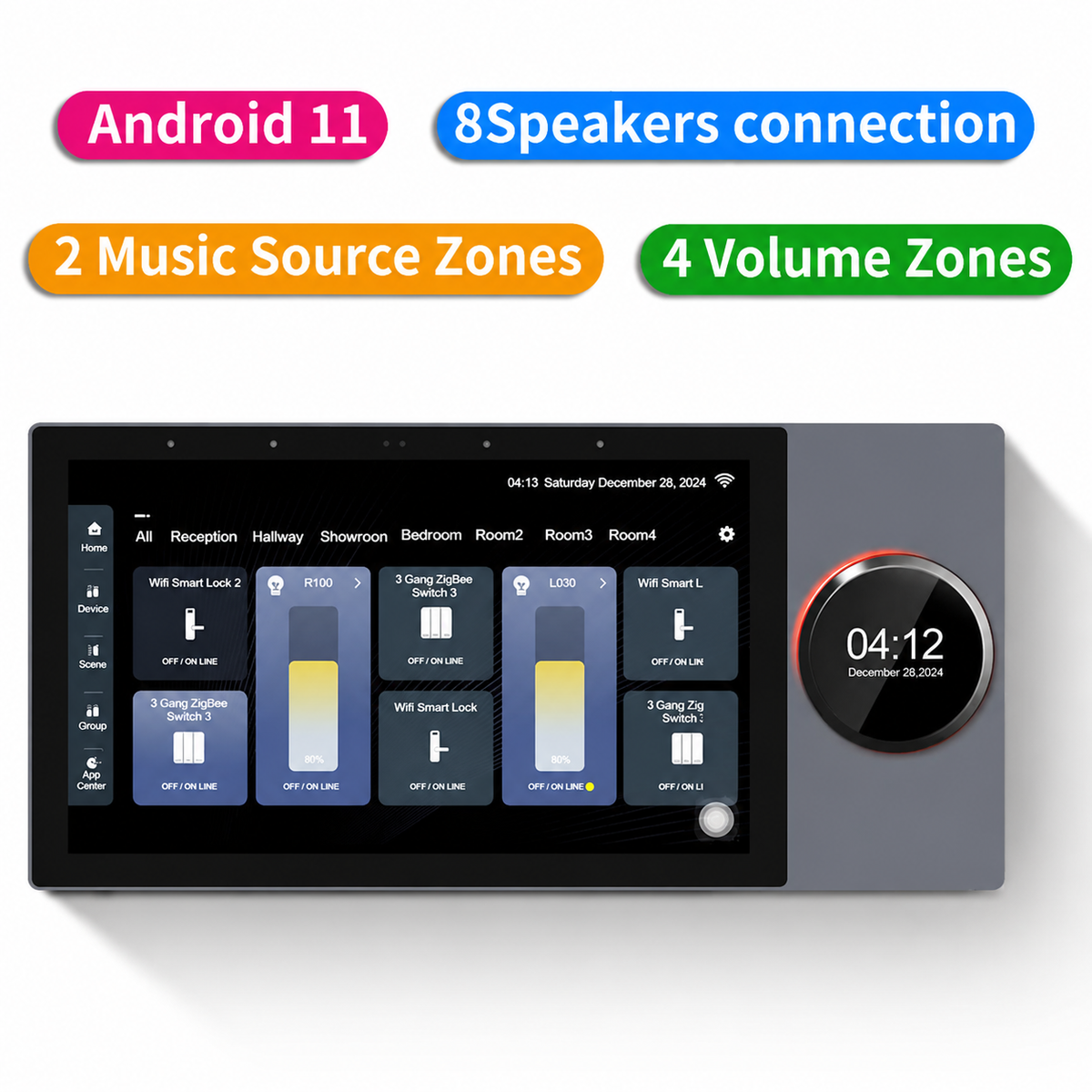 8-Inch Smart Home Control Panel with Wired Background Music | Android AI Home Automation Hub
