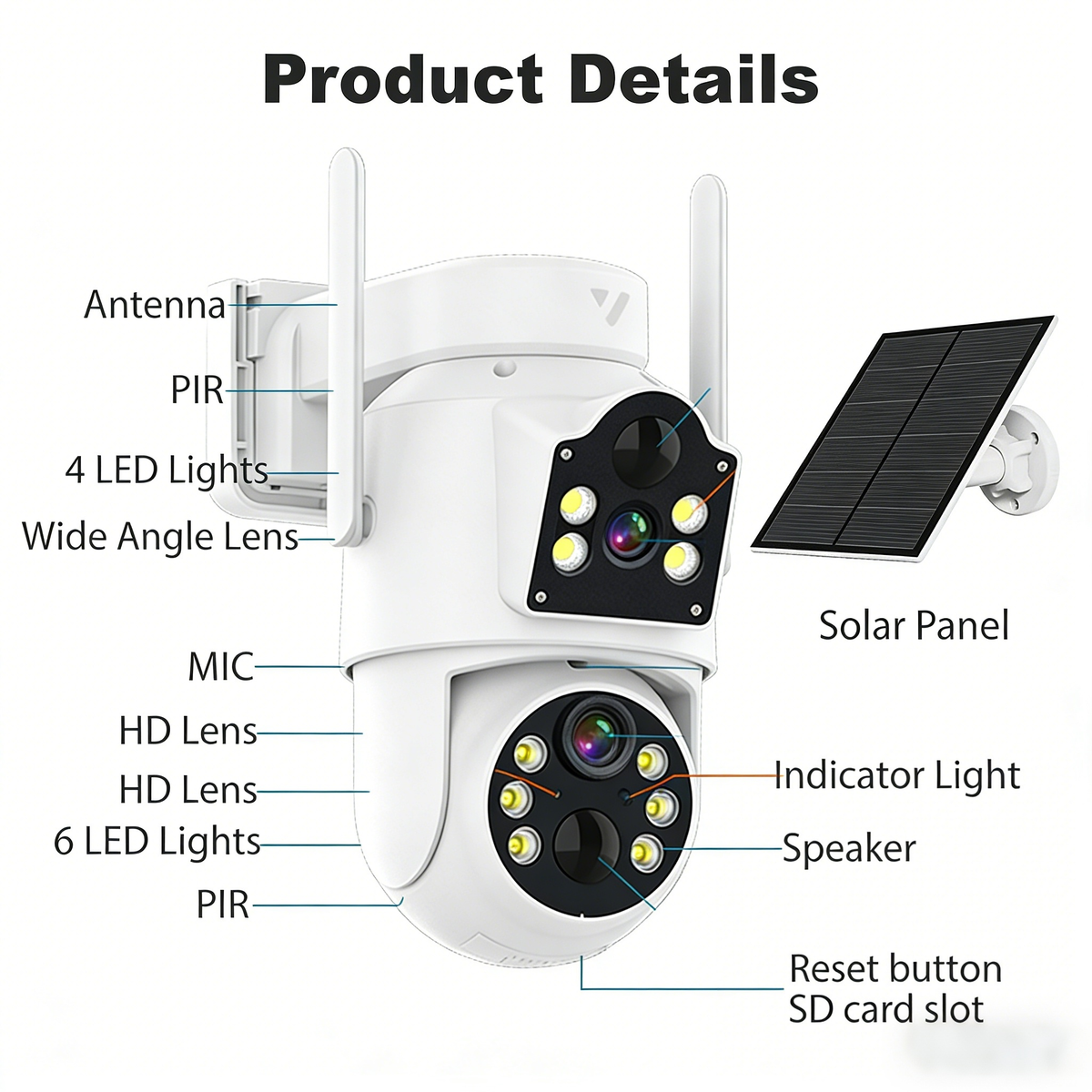 Dual Lens PTZ Security Camera | AI WiFi Outdoor Camera with Dual View & Color Night Vision