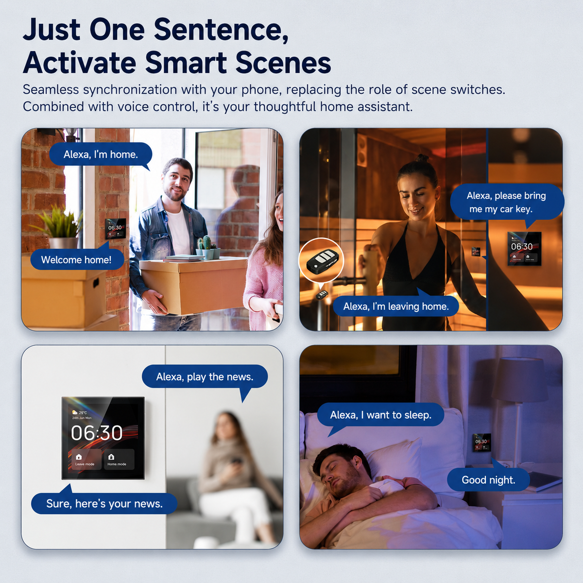 4-Inch Smart Home Control Panel with AI Speaker | Home Automation Hub