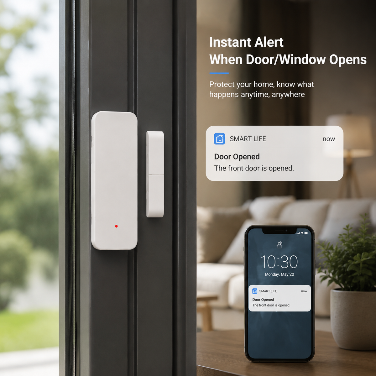 Smart WiFi Door & Window Sensor Kit | Real-Time Security Alerts for Home Protection
